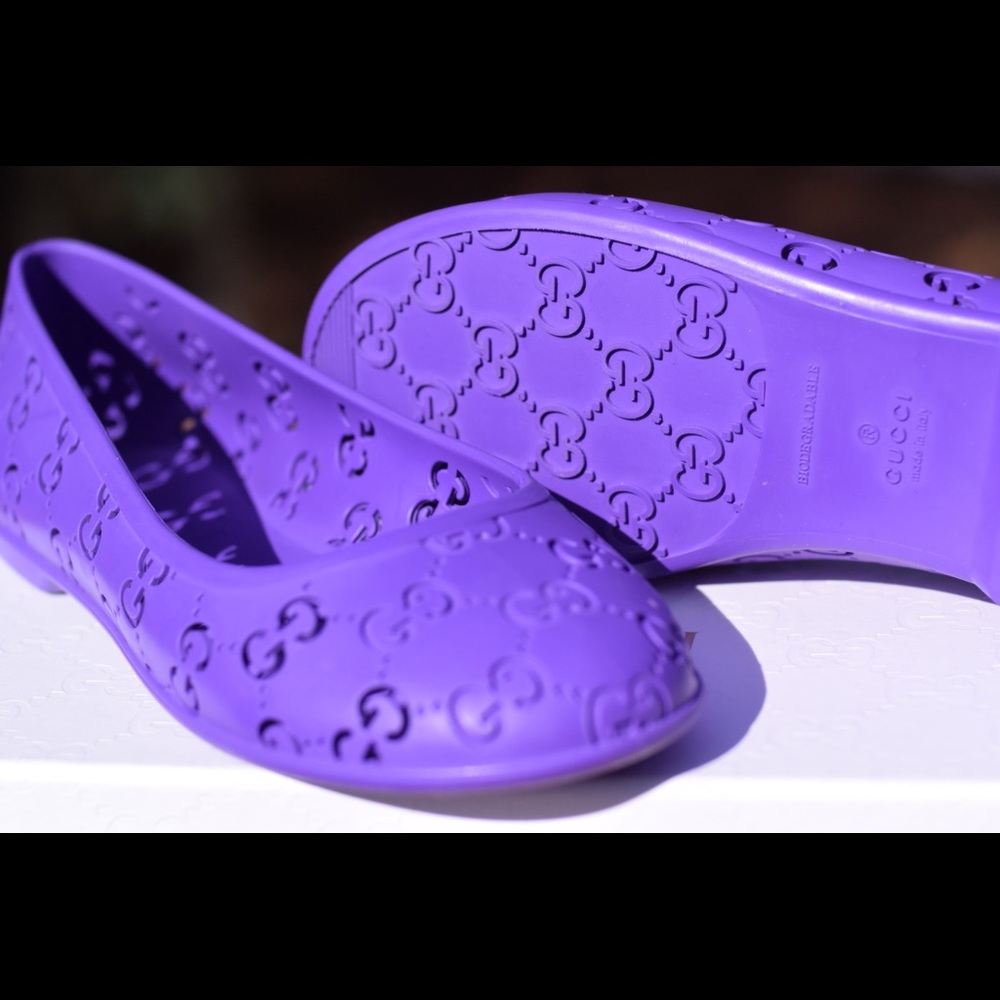 More Photos Gucci Purple Rubber Flats Sz 27